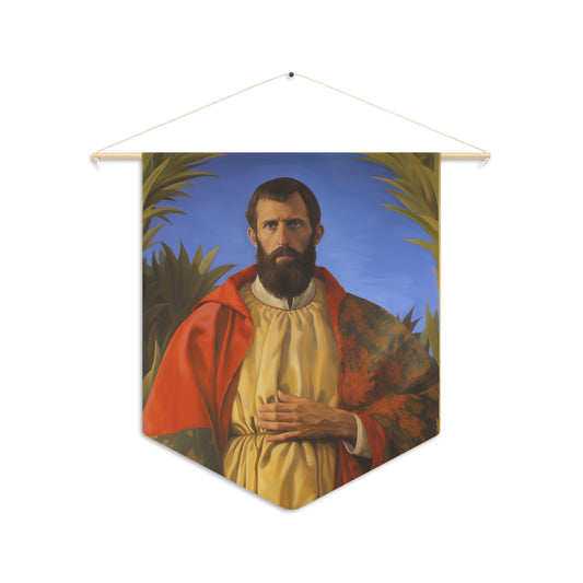 Saint Thomas the Apostle Wall Banner / Wall Hanging / Pennant - Prayer room art piece- Catholic art - Saint Art - Large print 18x21"