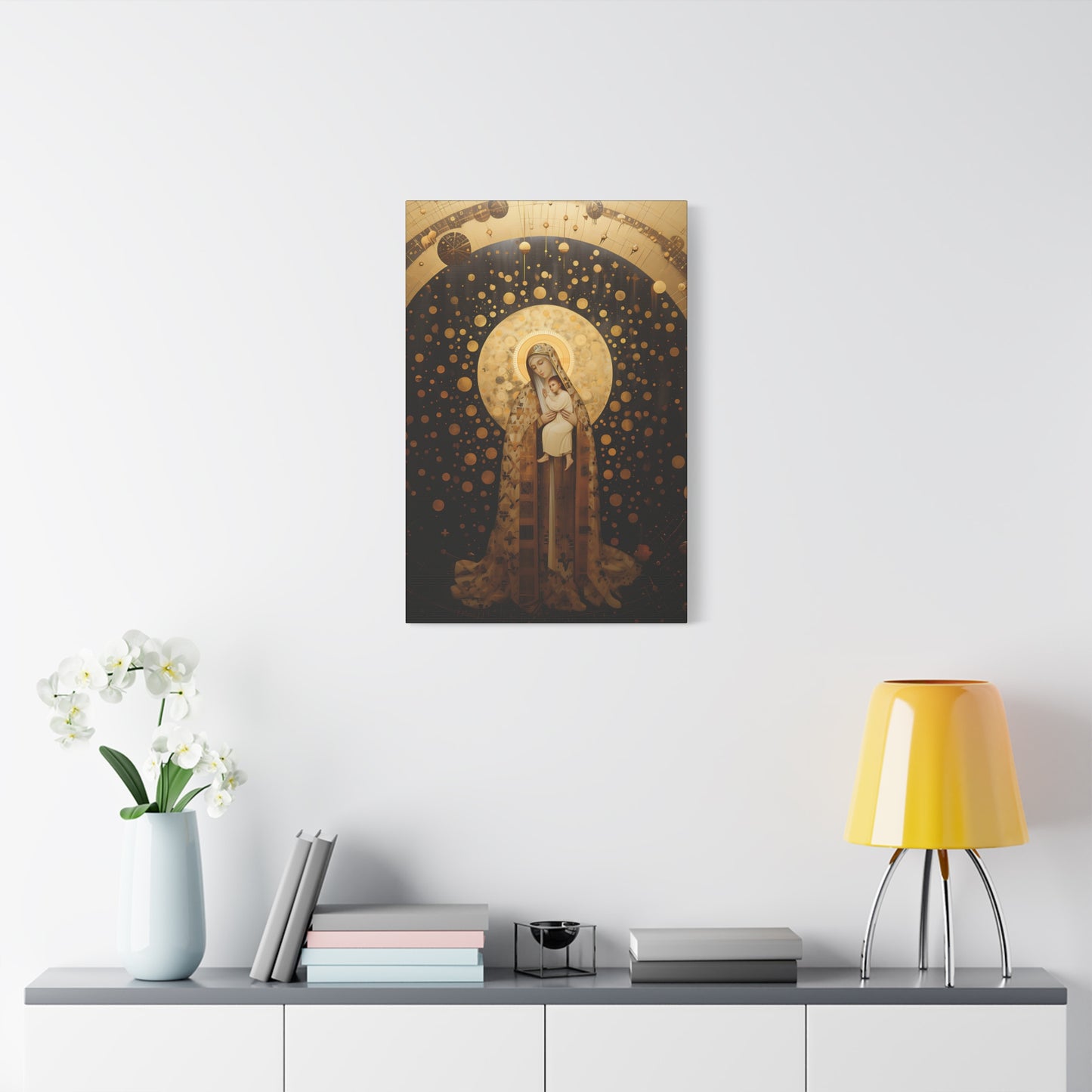 The Golden Mary - Mary the Blessed Virgin - Gallery Wrapped Canvas - Sanctified Souls Print - Religious Art for your Home - Pop Art