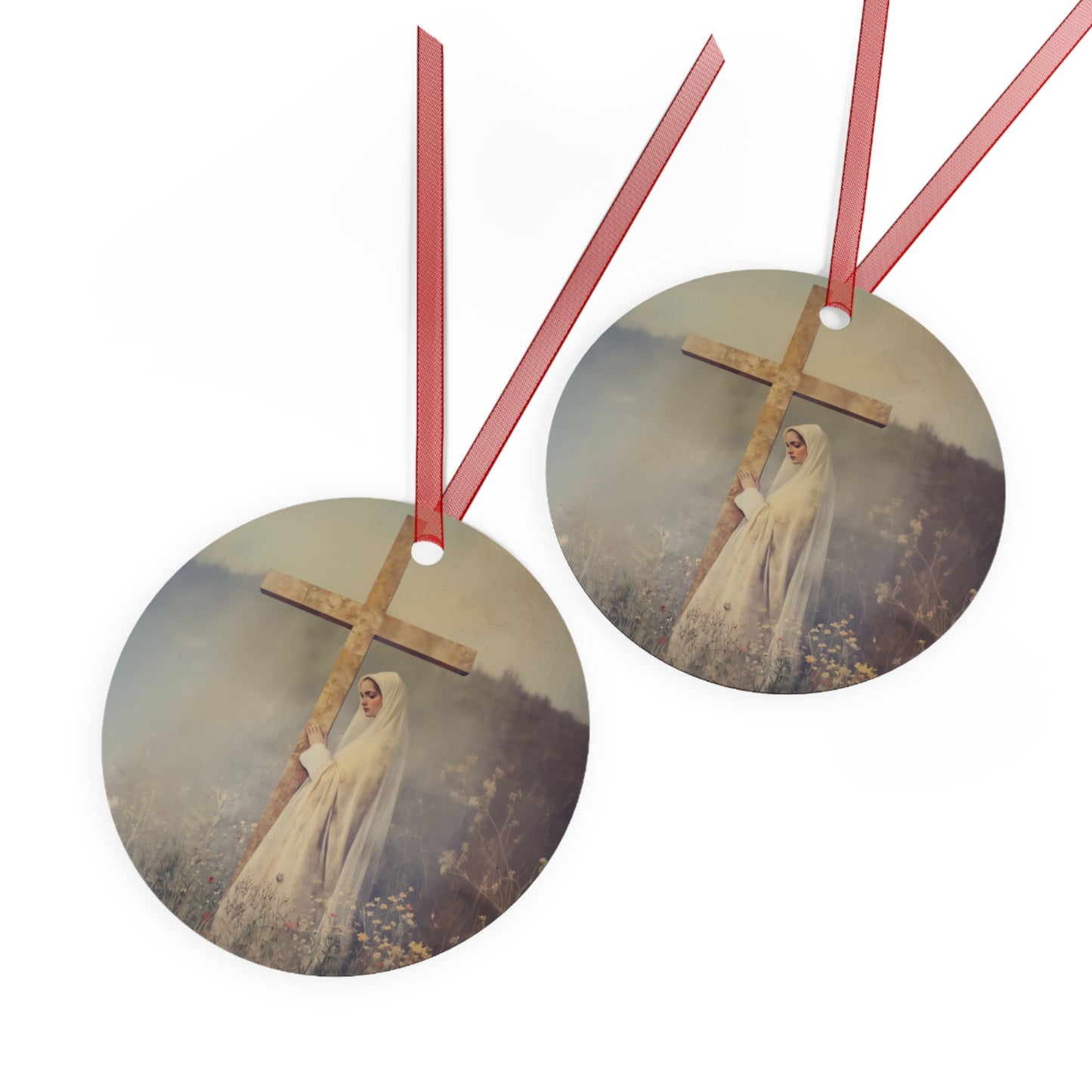 The Feast of the Exaltation of the Holy Cross Metal Ornament - Religious Holiday Christmas Ornament and Keepsake - Prayer Ornament