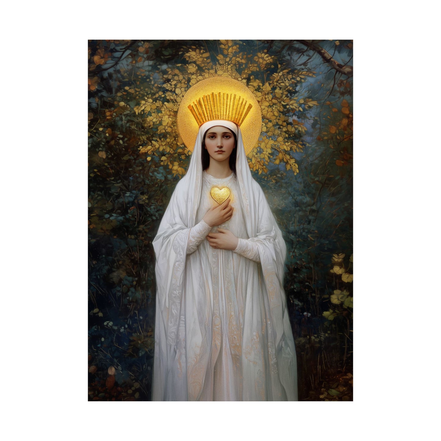 Our Lady of Beauraing - Our Lady of the Golden Heart - Marian Art - Sanctified Souls Print - Multiple Sizes - Premium Vertical Posters