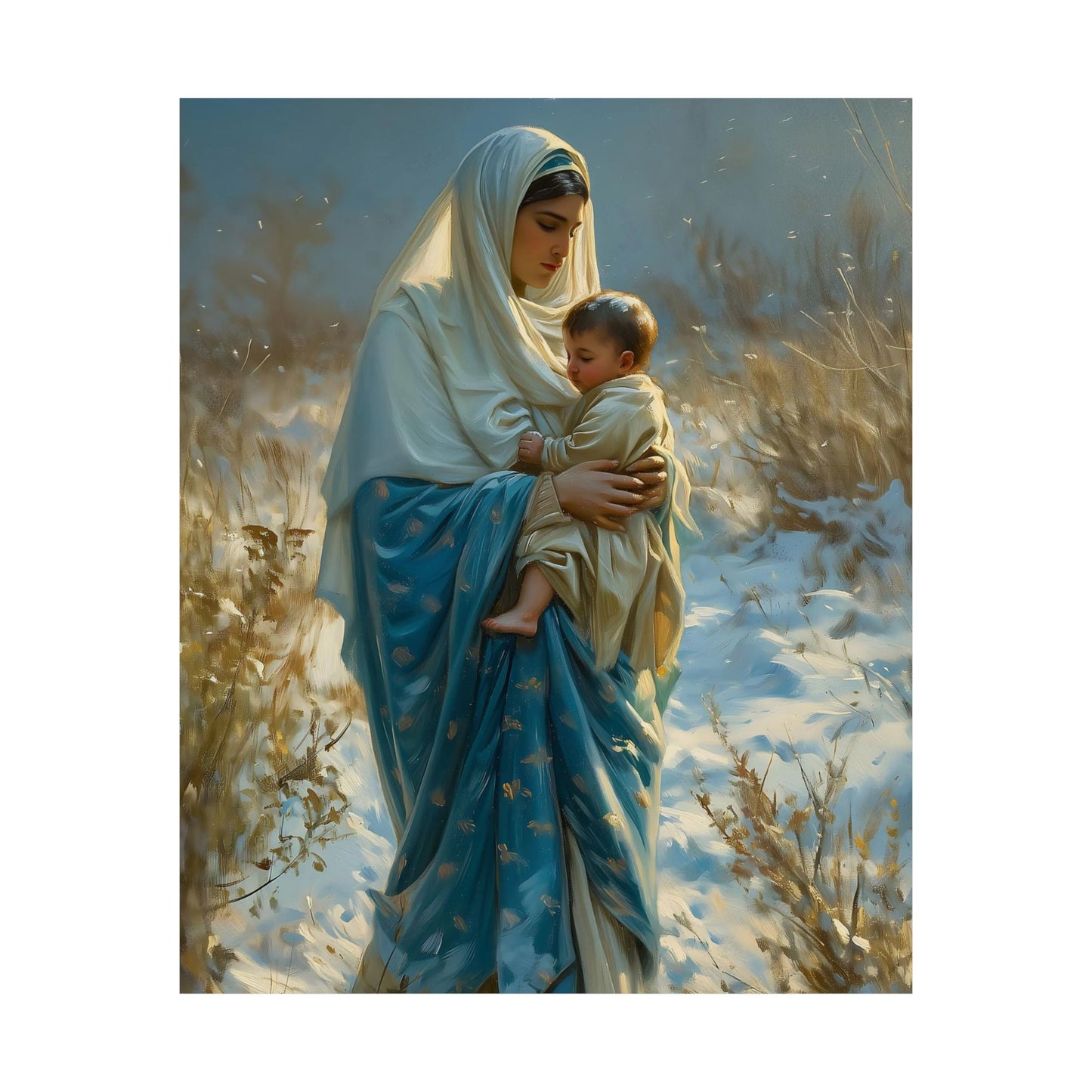 Snowfall of Grace - Our Lady's Winter Radiance - Our Lady of the Snows Print - Sanctified Souls Print - Multiple Sizes - Premium Posters