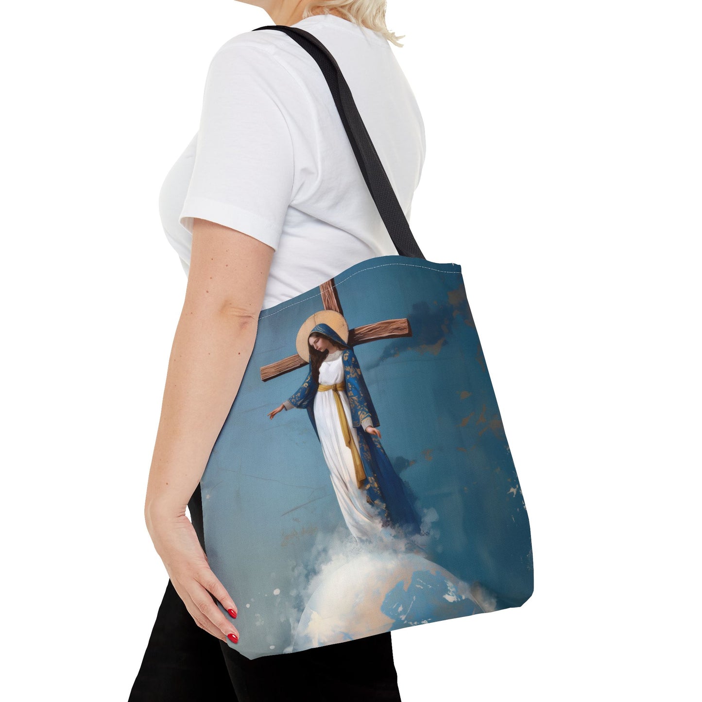 The Lady Of All Nations - Marian Devotion - Mother Mary - Tote Bag - Large Medium Small Faith Art Bag - Re-usable Tote Purse - Double Sided