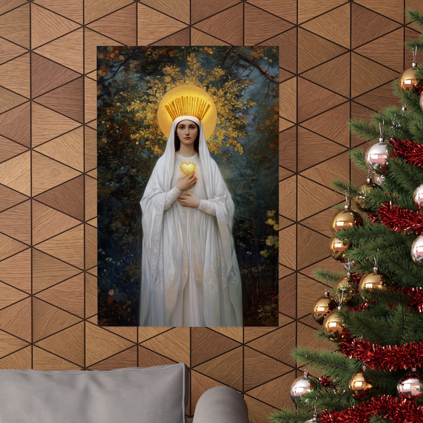 Our Lady of Beauraing - Our Lady of the Golden Heart - Marian Art - Sanctified Souls Print - Multiple Sizes - Premium Vertical Posters