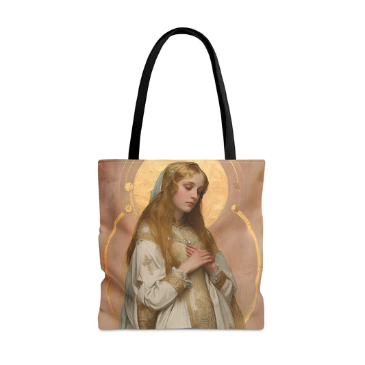Saint Waldetrudis / Waltrude or Waudru Tote Bag - Purse - Three sizes - Large Medium Small Faith Art Bag - Catholic purse - Double Sided