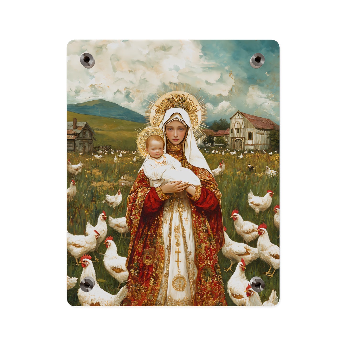 Our Lady of the Hens Acrylic Wall Art Panel - Ready to Hang Acrylic Print - Catholic Saint Art