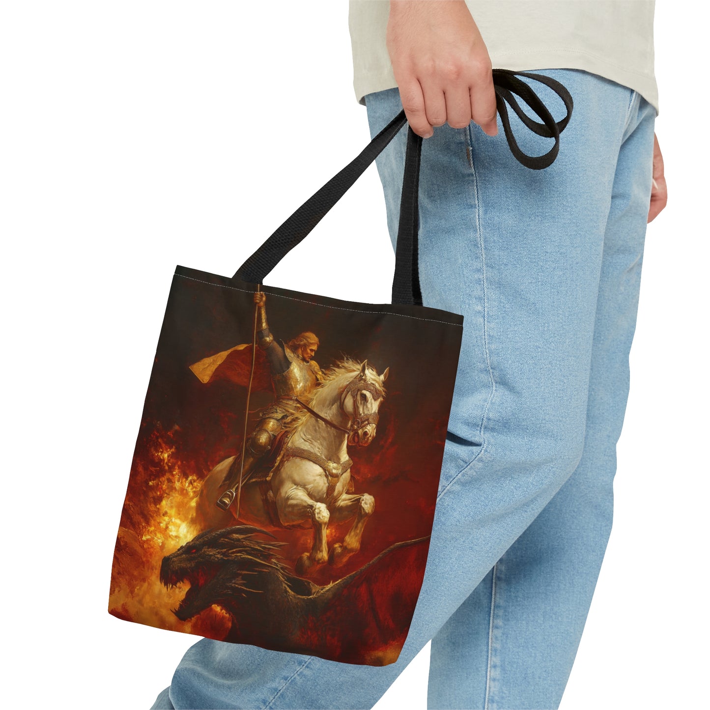 Saint George - Tote Bag - Large Medium Small Faith Art Bag - Bible Study Faith Purse - Double Sided