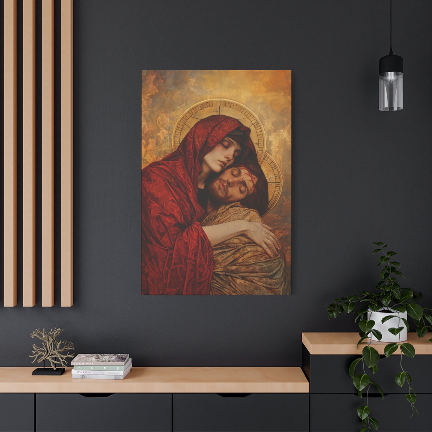 Eternal Sorrow - Mary's Mourning Beneath the Cross - Museum Wrapped Canvas - Print - Religious Art for your Home - Christian print