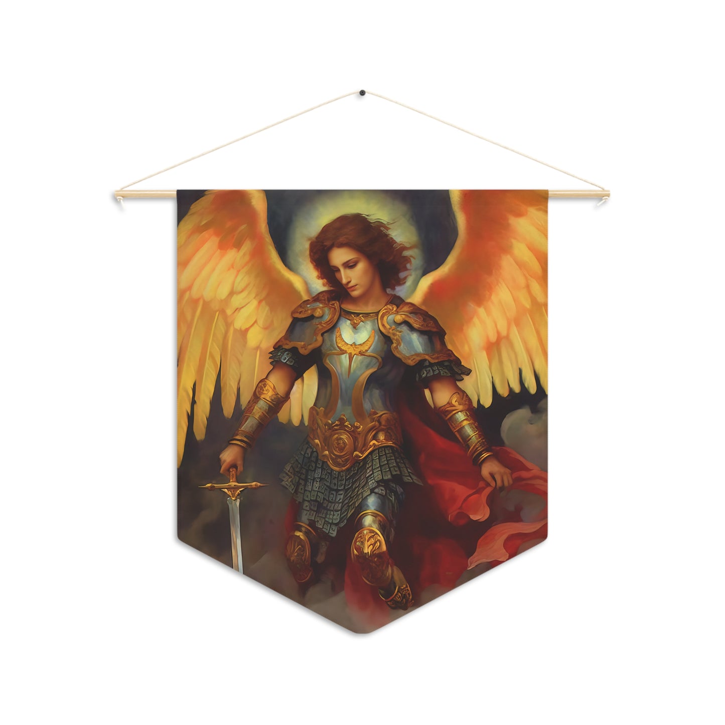Saint Michael the Archangel Wall Banner / Wall Hanging - Prayer room art - Catholic Home Art - Large Saint Art for your home - 18" x 21"