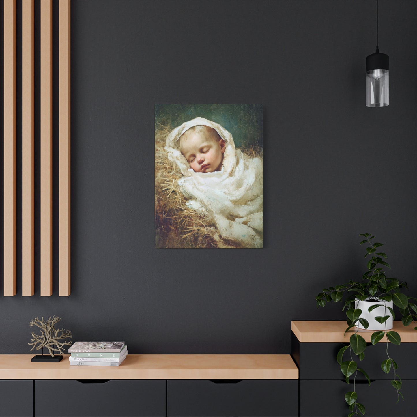The Christ Child Resting in the Silence of the Manger - Gallery Wrapped Canvas - Print - Religious Art for your Home - Catholic Art Print