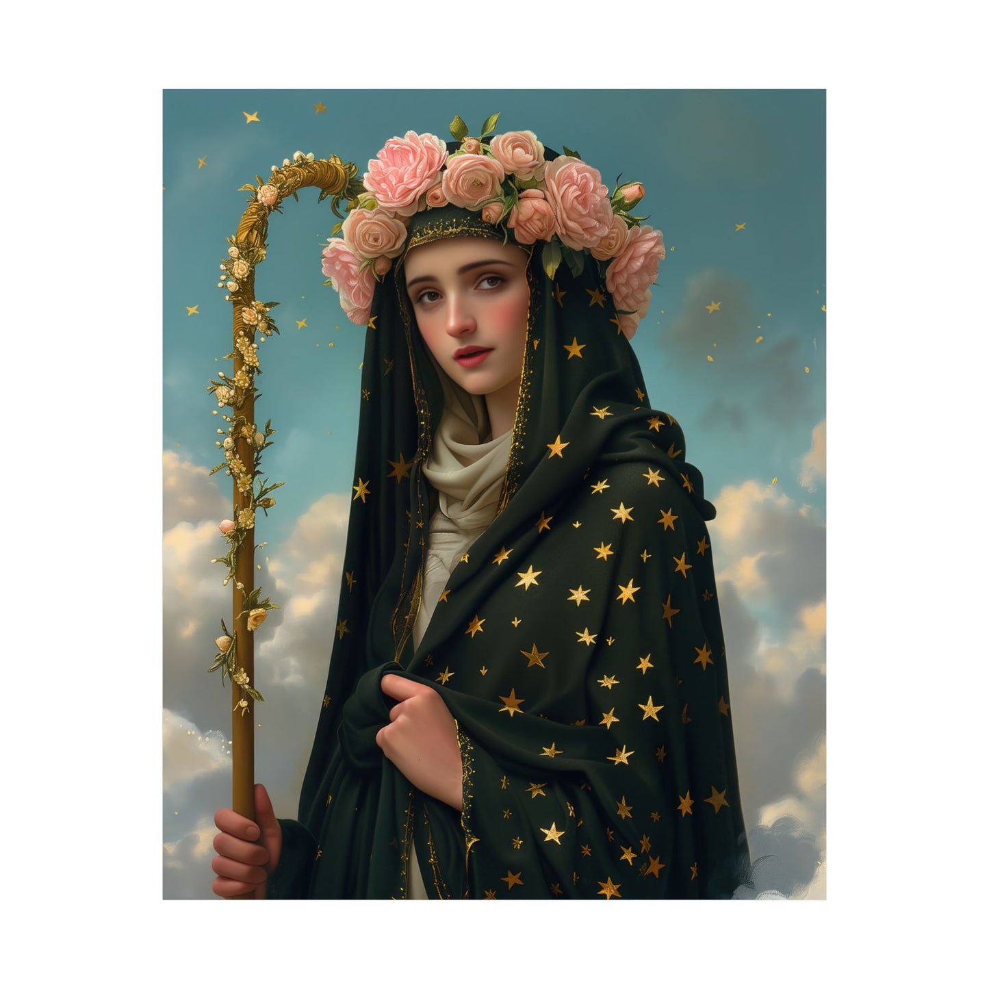 Saint Aldegund / Saint Aldegundis  - Sanctified Souls Print - Multiple Sizes - Premium Matte Vertical Posters