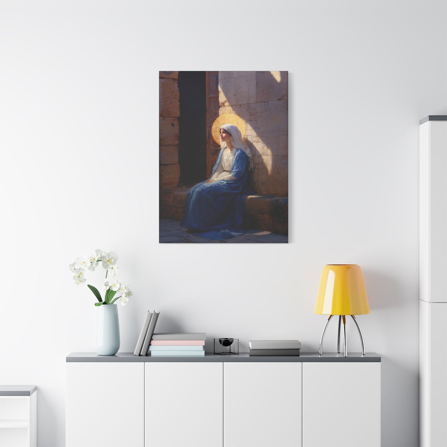 The Quiet Fiat That Split the Darkness, Mary's Yes - Gallery Wrapped Canvas - Print - Religious Art for your Home - Catholic Art