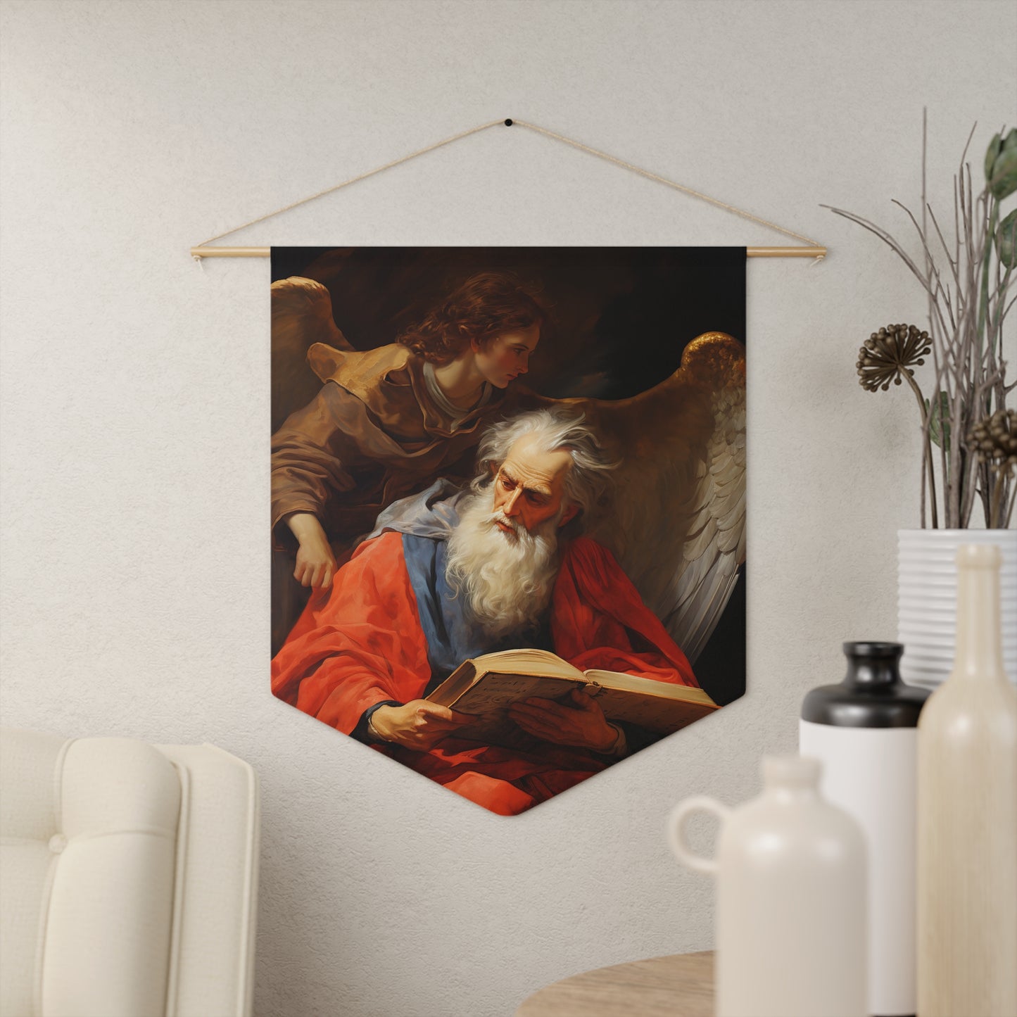 Saint Matthew Wall Banner / Wall Hanging - Catholic Home Art - Large Saint Art for your home - 18" x 21"