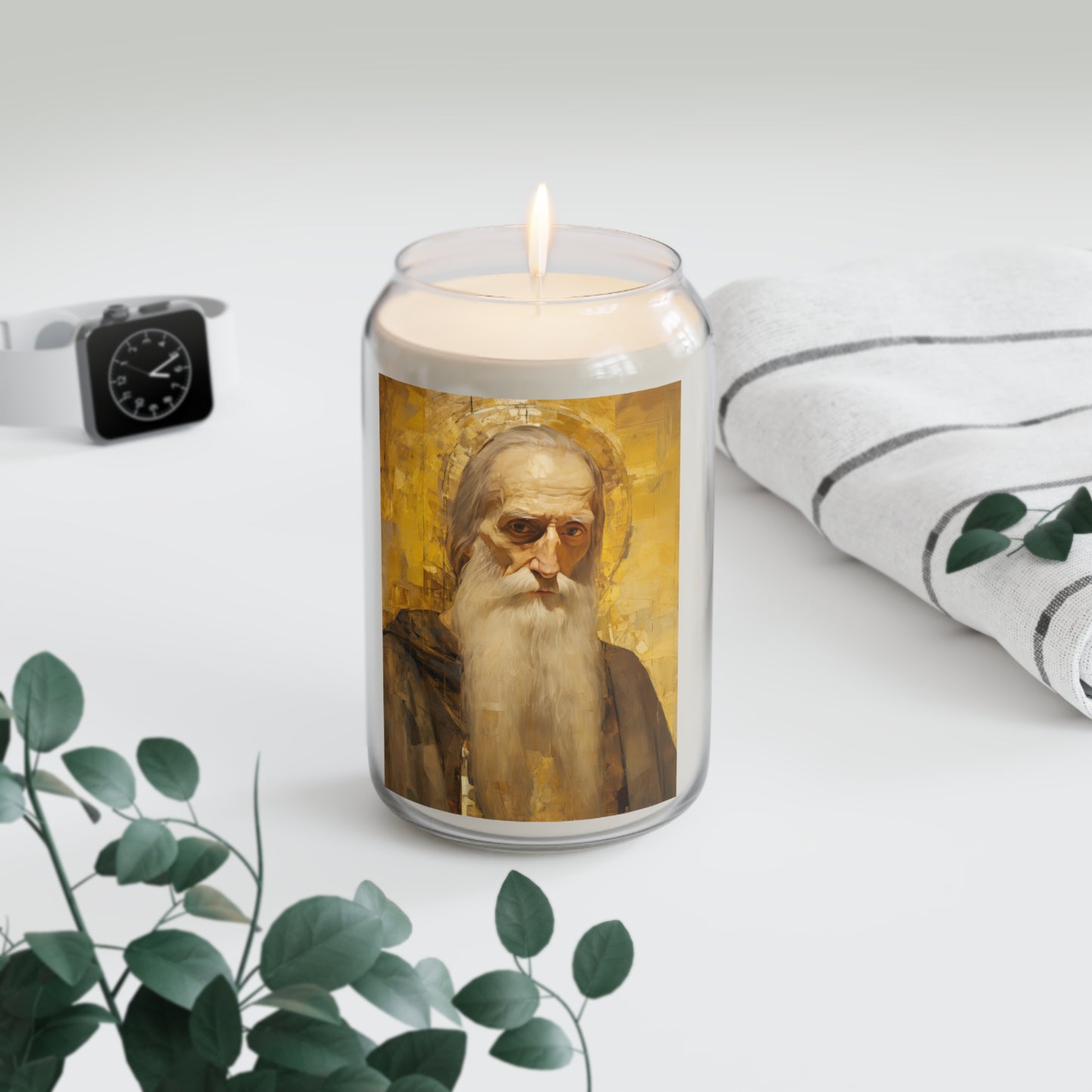 Saint Athanasius the Athonite - Scented Prayer Candle, 13.75oz -  Candle - Catholic Art - prayer room Scented Candle - Religious gift
