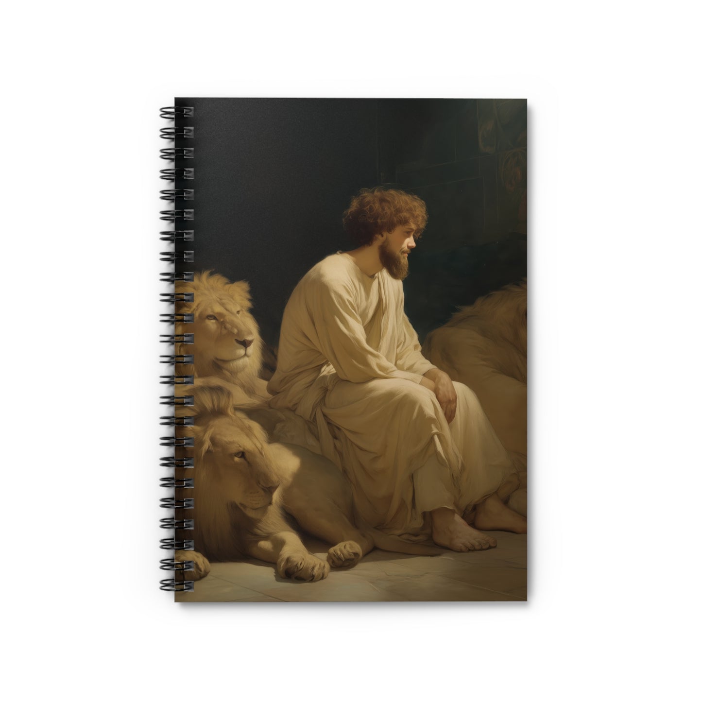 Faith Amid the Beasts - Daniel in the Lions Den - Sanctified Souls Art - Religious Based Notebook - Spiral Notebook - Prayer journal