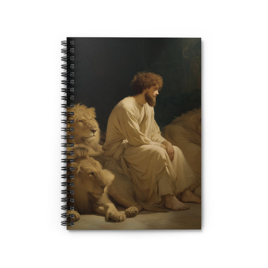 Faith Amid the Beasts - Daniel in the Lions Den - Sanctified Souls Art - Religious Based Notebook - Spiral Notebook - Prayer journal