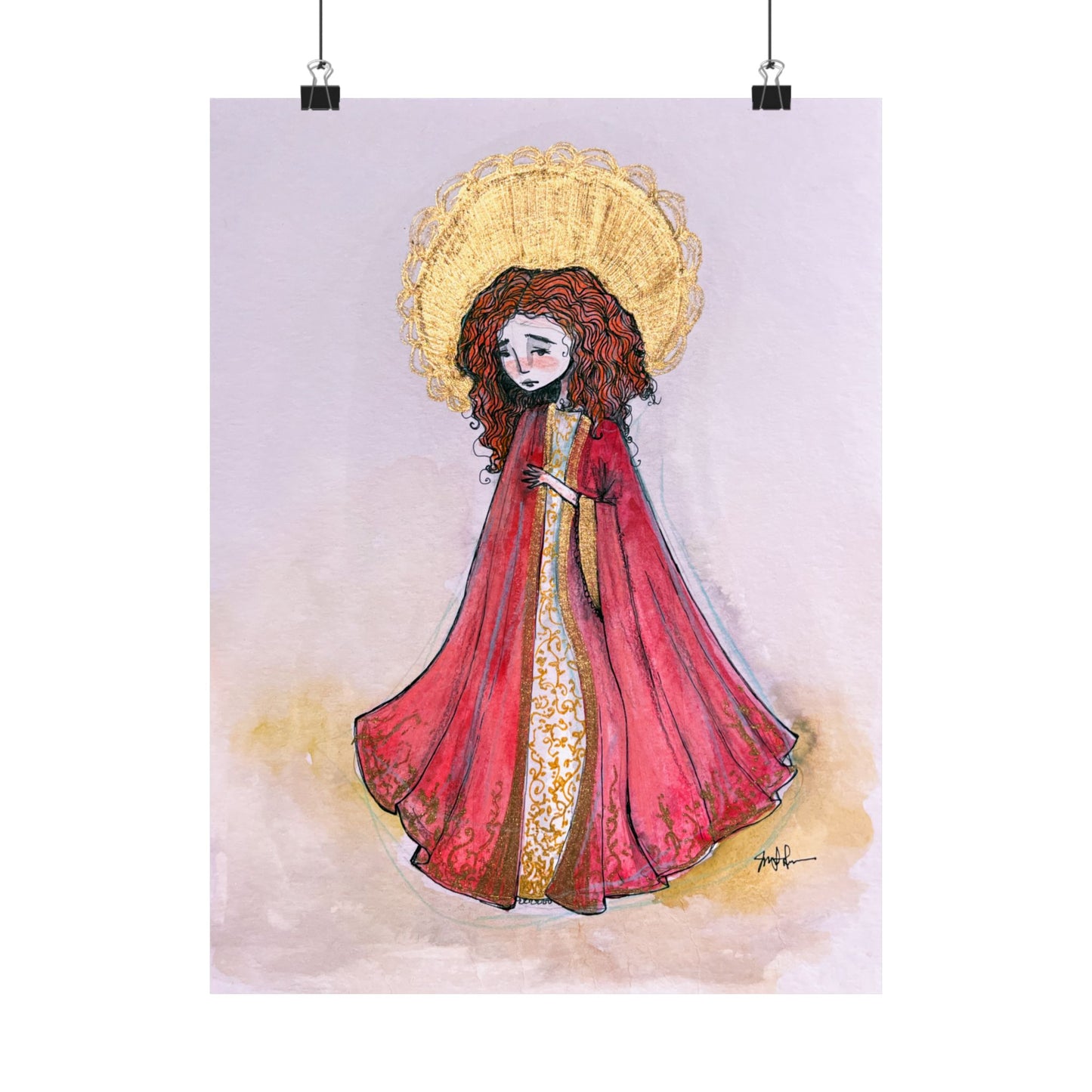 Saint Bibiana Hand-Drawn Catholic Art Print | Christian Devotional Wall Art | Sanctified Solocosmo Religious Poster