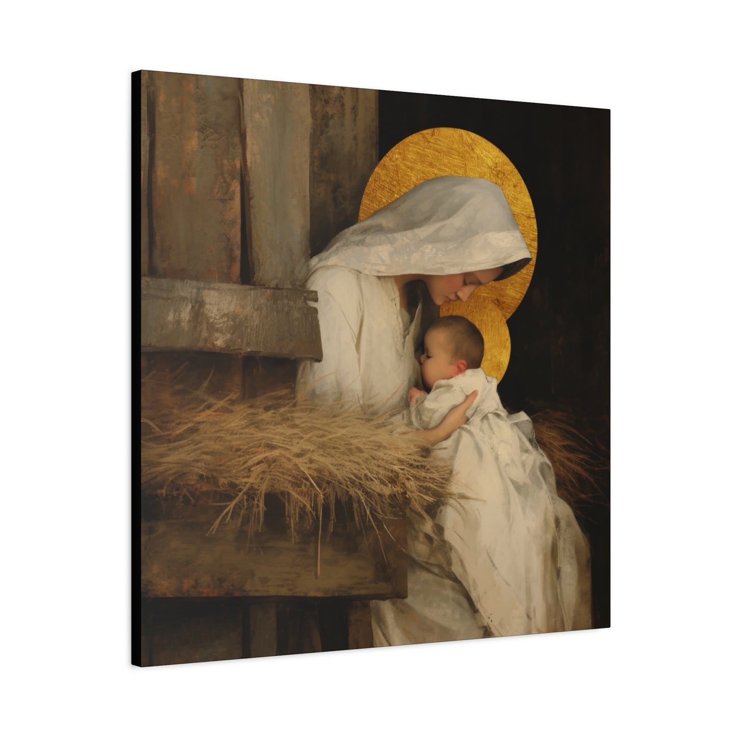 Our Lady of the Manger - Mother Mary and the Christ Child - Gallery Wrapped Canvas - Print - Religious Art for your Home - Catholic