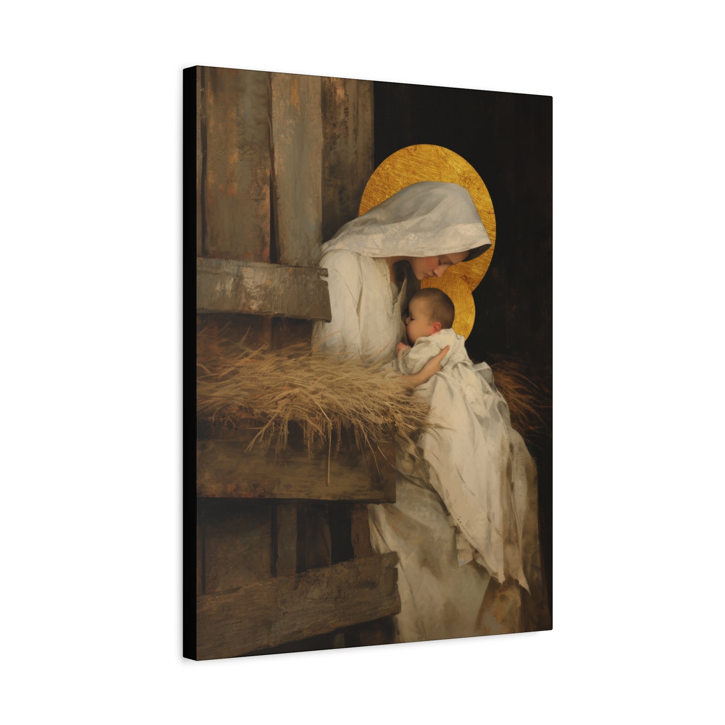 Our Lady of the Manger - Mother Mary and the Christ Child - Gallery Wrapped Canvas - Print - Religious Art for your Home - Catholic