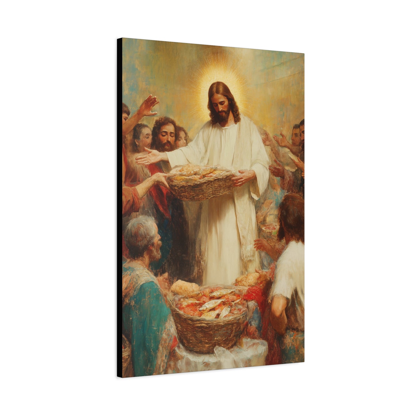The Quiet Multiplication of Love : Loaves and Fishes - Gallery Wrapped Canvas - Print - Religious Art for your Home - Catholic Art