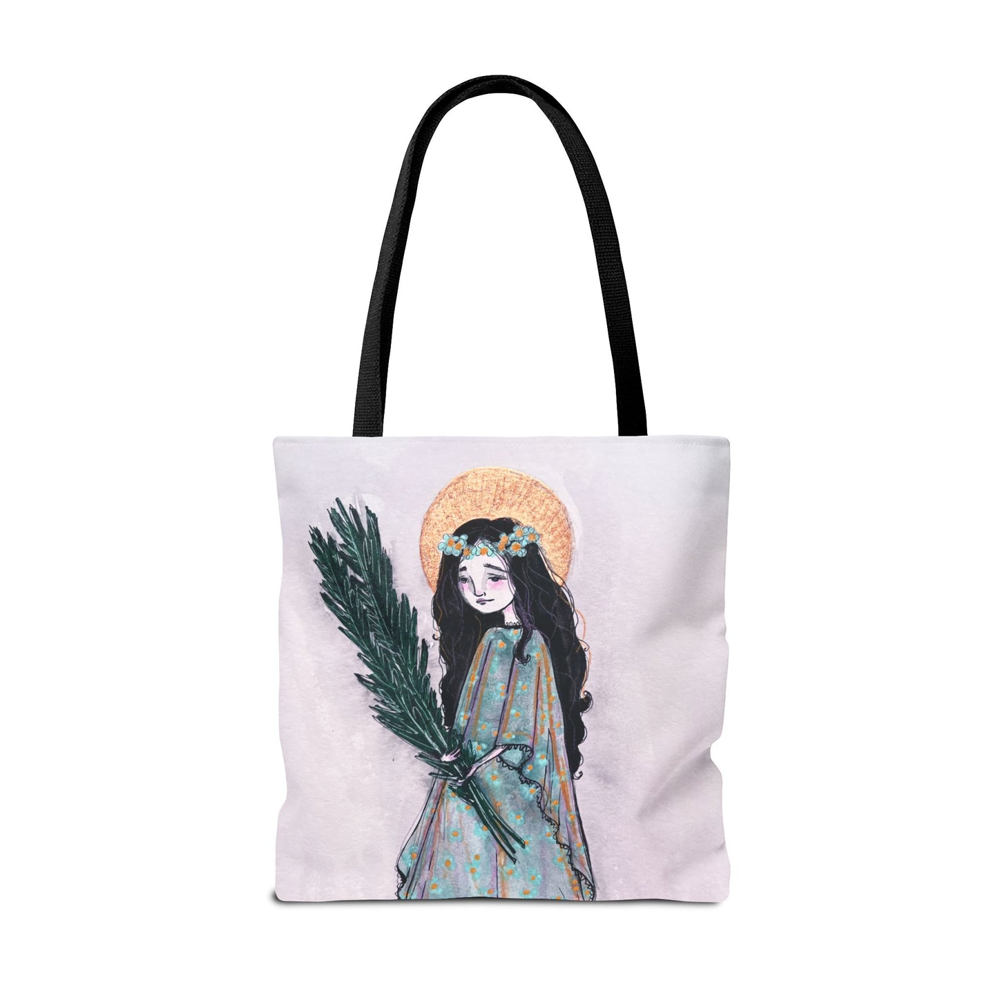 Saint Faith Tote - Hand-Drawn Art - Catholic Tote Bag | Faith Hope and Charity Saint | Christian Devotional Tote | Sanctified Solocosmo