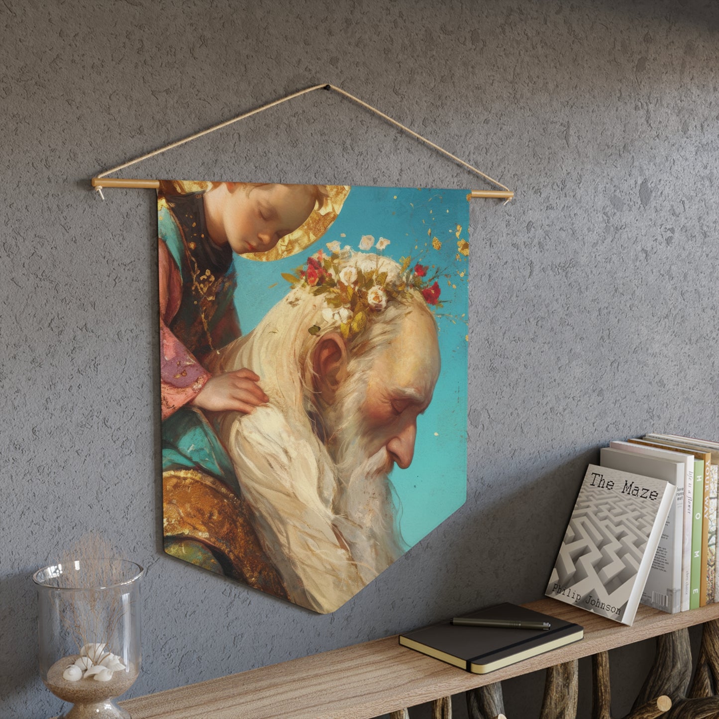 Saint Alexis Falconieri - Apostle Pennant / Banner / Wall Hanging - Prayer room art - 18" x 21" - Catholic prayer Religious - Large Print