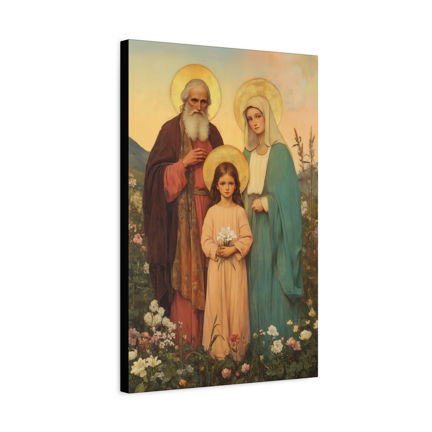 Saints Joachim and Anne with Young Mary - Gallery Wrapped Canvas - Print - Religious Art for your Home - Catholic Art