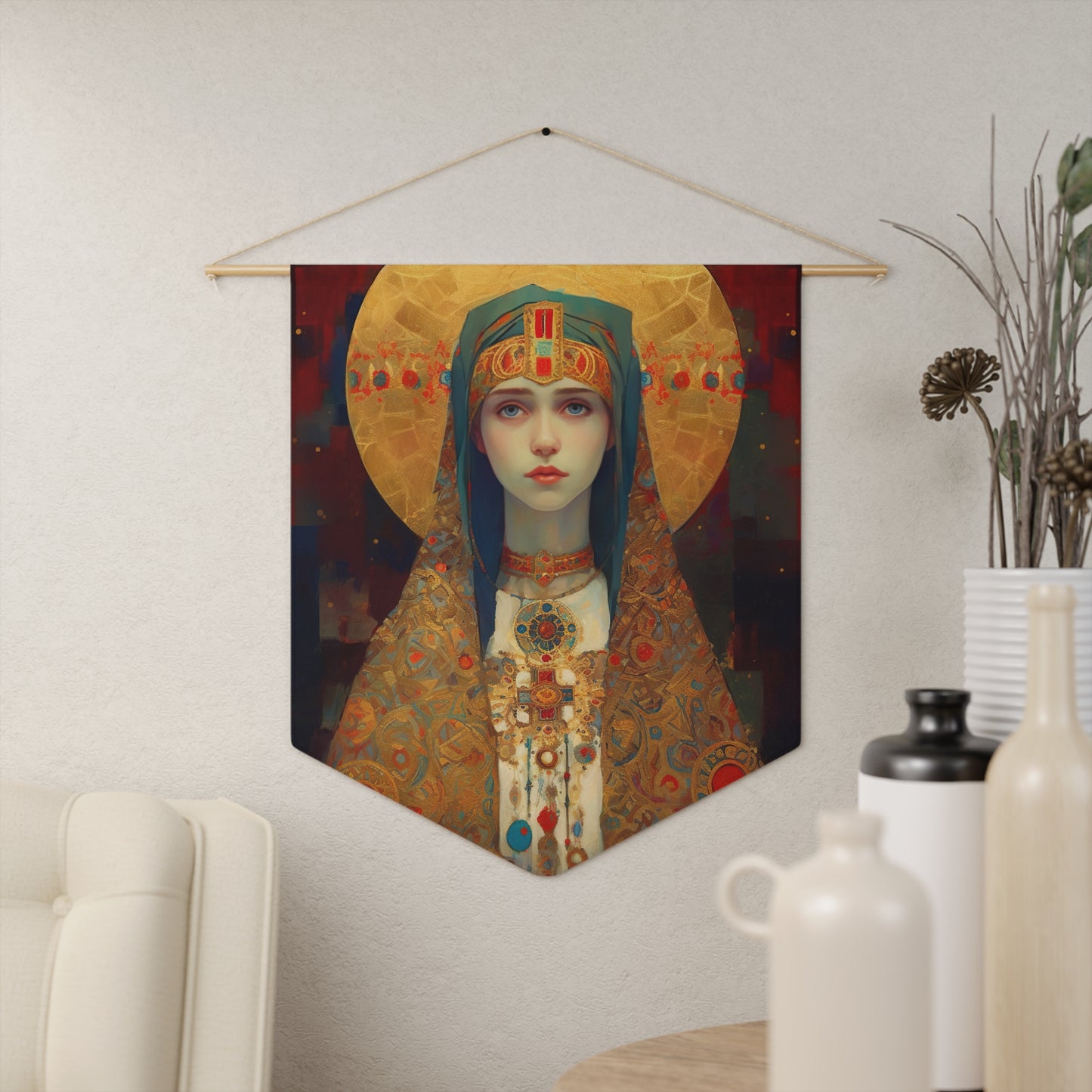 Saint Anastasia of Sirmium Wall Banner / Wall Hanging - Prayer room art - Catholic Home Art - Our Lady of Guadalupe - 18" x 21"