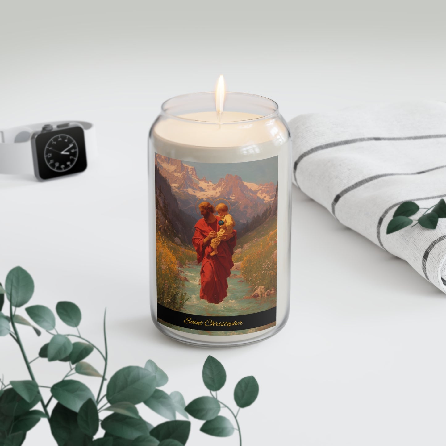 Saint Christopher - Scented Prayer Candle, 13.75oz -  Candle - Catholic Art - prayer room Scented Candle - Religious Saint