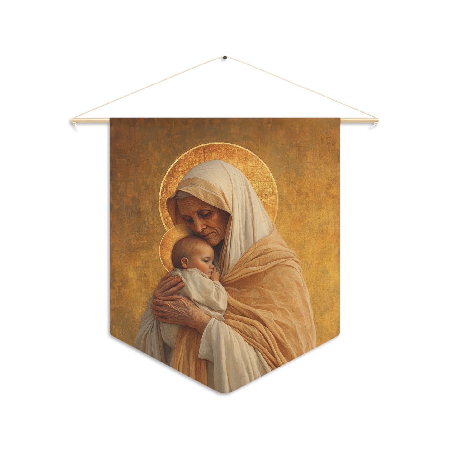 Saint Anna the Prophetess Pennant / Banner / Wall Hanging - Prayer room art - 18" x 21" - Catholic prayer Religious - Large Print