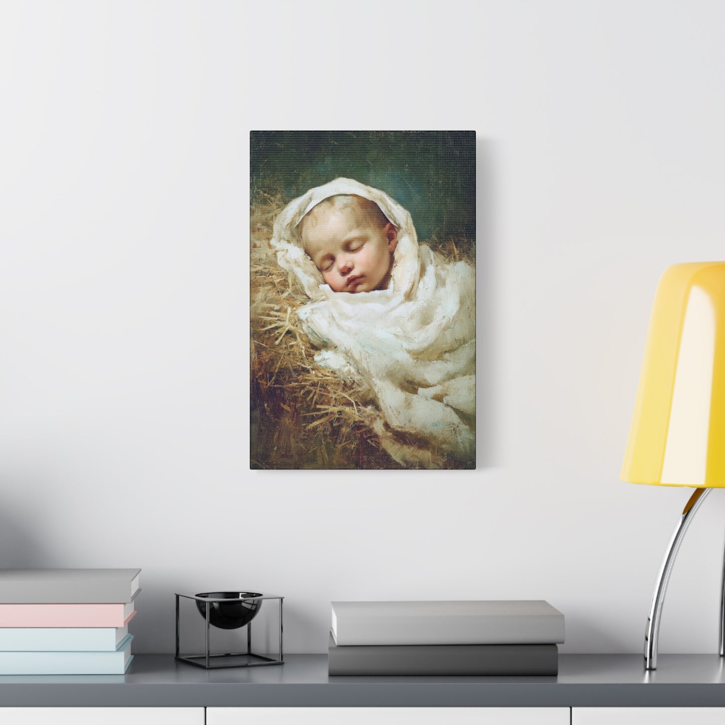 The Christ Child Resting in the Silence of the Manger - Gallery Wrapped Canvas - Print - Religious Art for your Home - Catholic Art Print