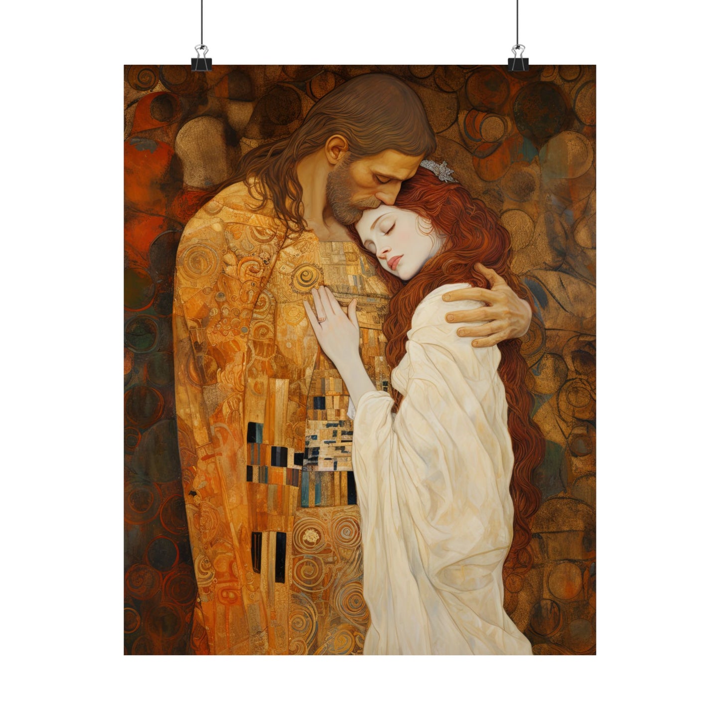 Transcendent Devotion: Christ Embracing Mary Magdalene Print - Based on The Kiss - Sanctified Souls Print - Premium Matte