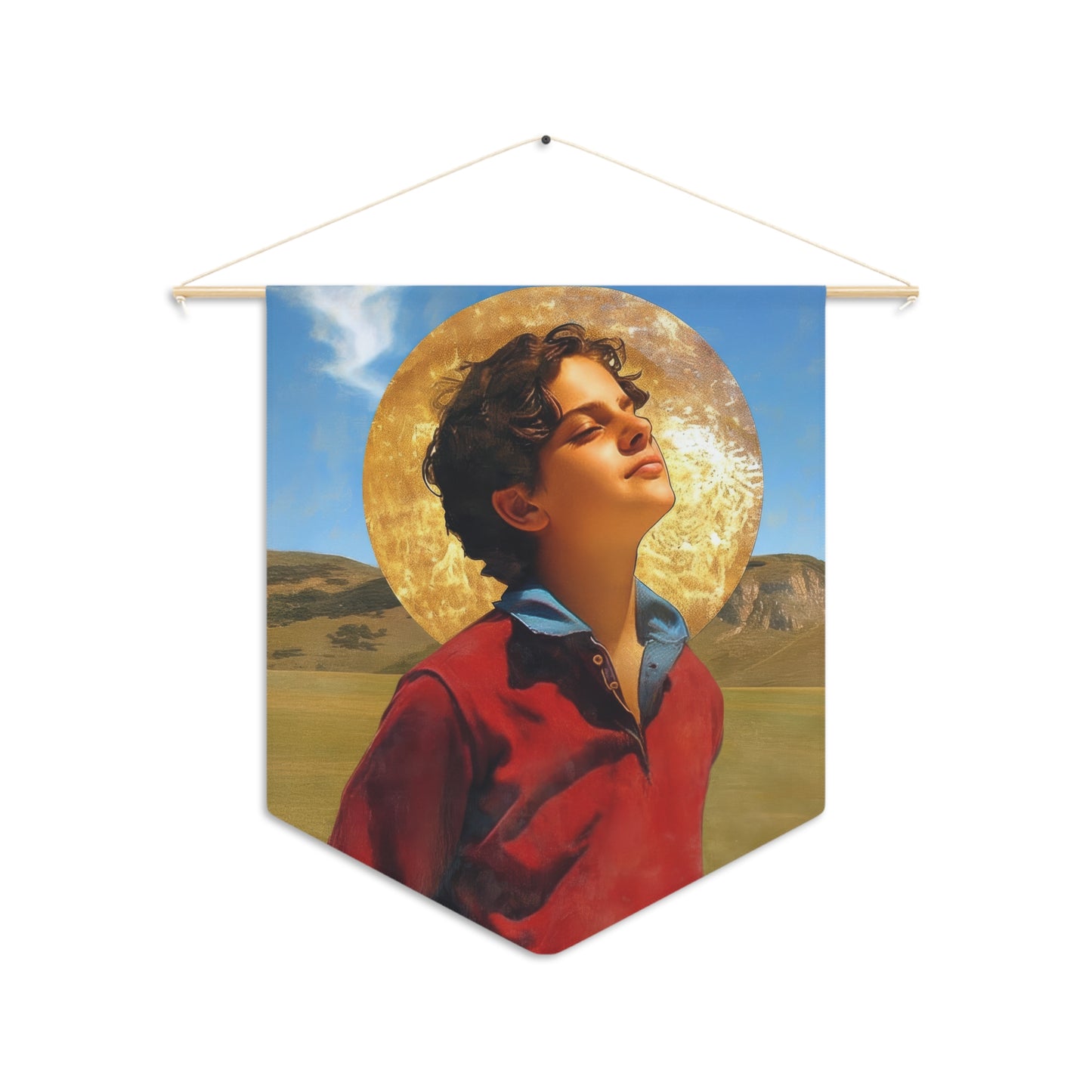 Blessed / Saint Carlo Acutis Pennant / Banner / Wall Hanging - Prayer room art - Catholic Home - 18" x 21"