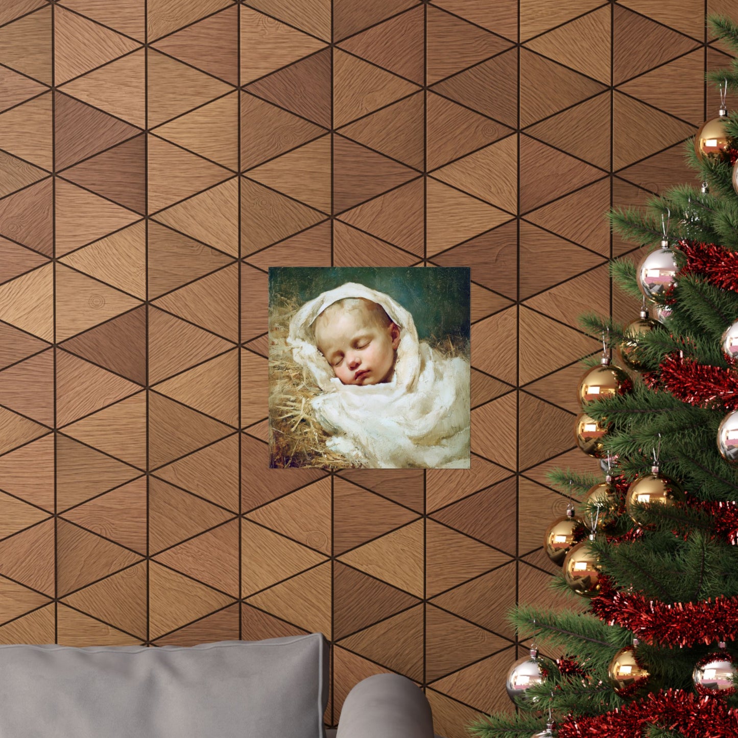 The Christ Child Resting in the Silence of the Manger - Sanctified Souls Print - Multiple Sizes - Premium Matte Vertical Posters