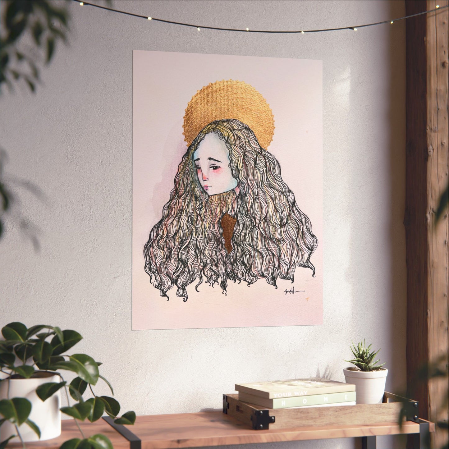 Saint Philomena Poster Print - Hand-Drawn Catholic Art Print | Christian Devotional Wall Art | Sanctified Solocosmo Religious Poster