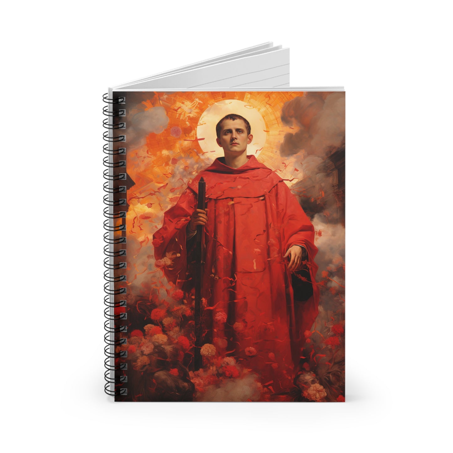 Saint Lawrence Deacon and Martyr Journal - Sanctified Souls Art - Religious Based Notebook - Spiral Notebook - Ruled Line