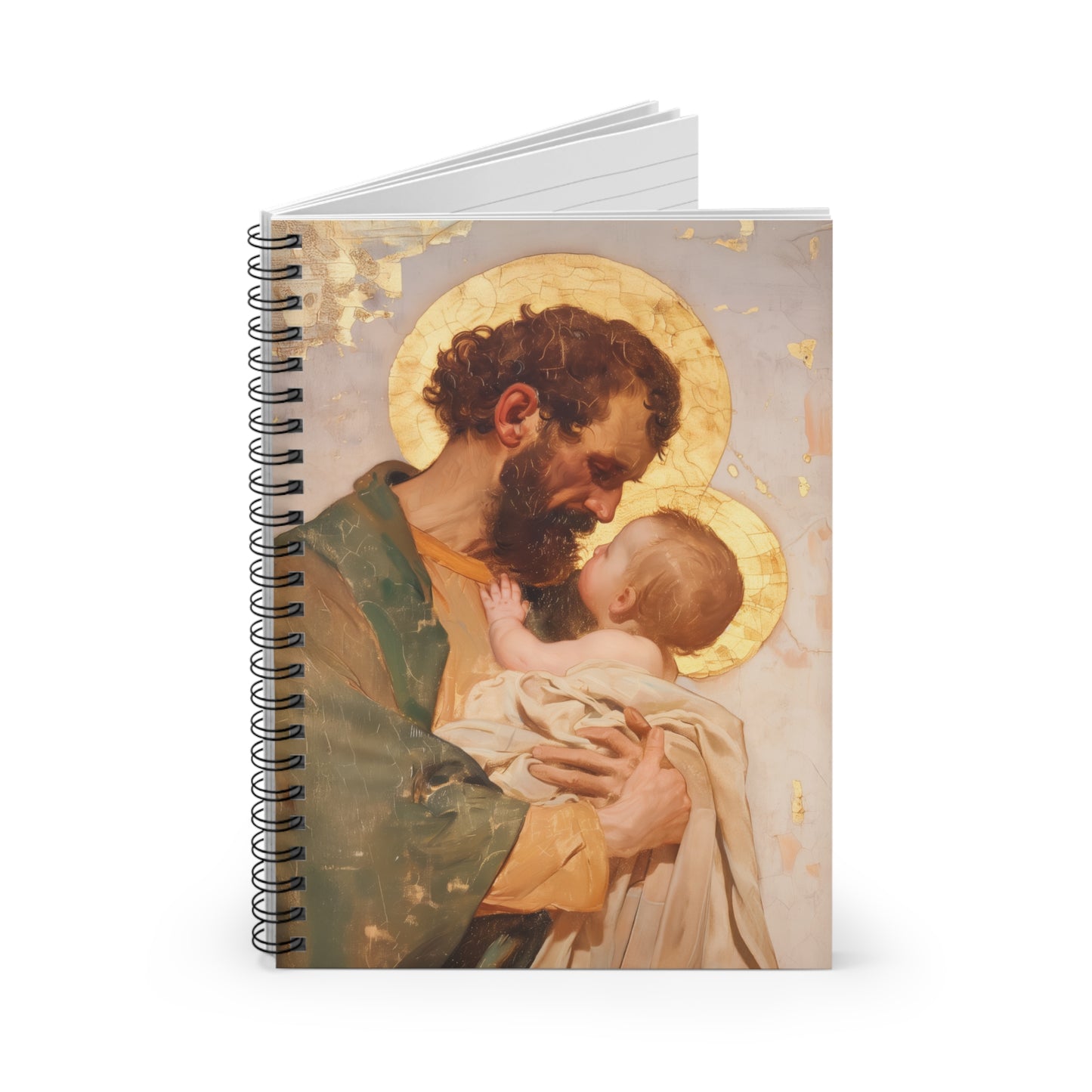 Saint Joseph, Pillar of the Holy Family - Sanctified Souls Art - Religious Based Notebook - Spiral Notebook - Ruled Line