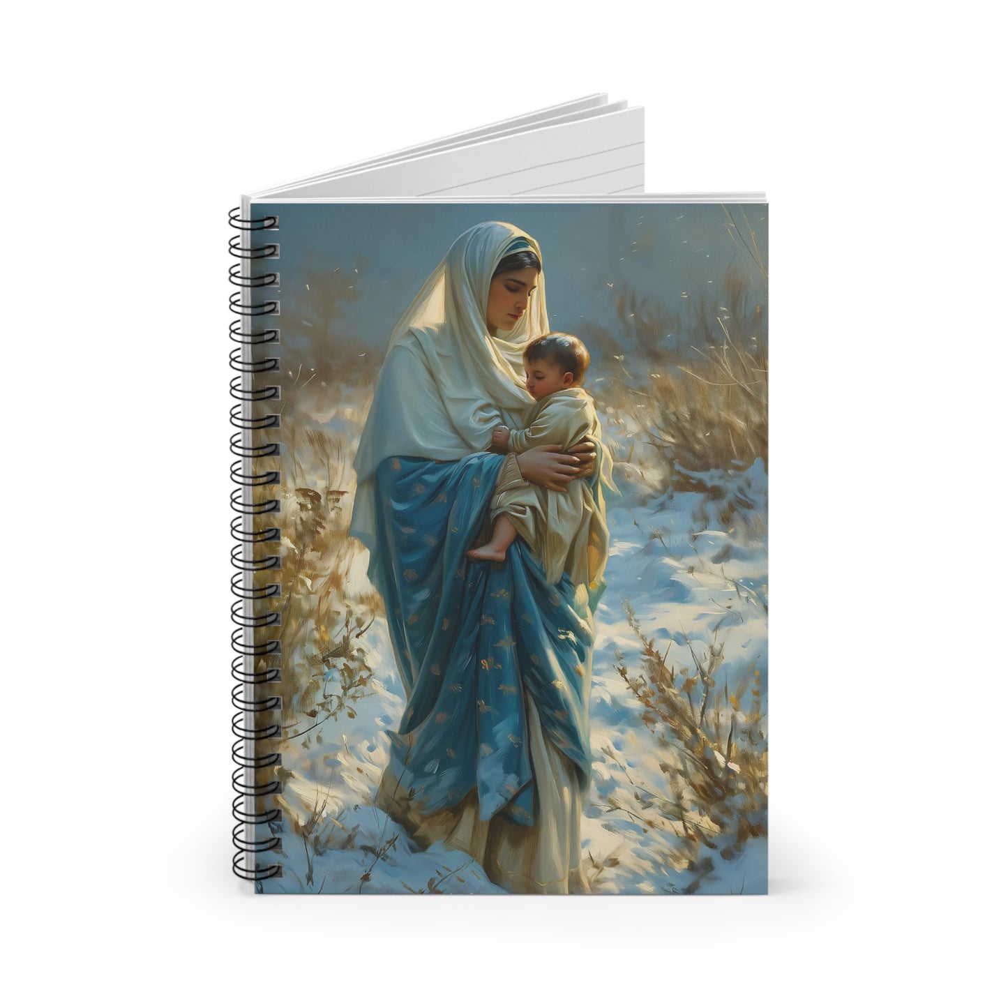 Snowfall of Grace - Our Lady's Winter Radiance Journal - Our Lady of the Snows - Religious Based Notebook - Spiral Notebook - Ruled Line