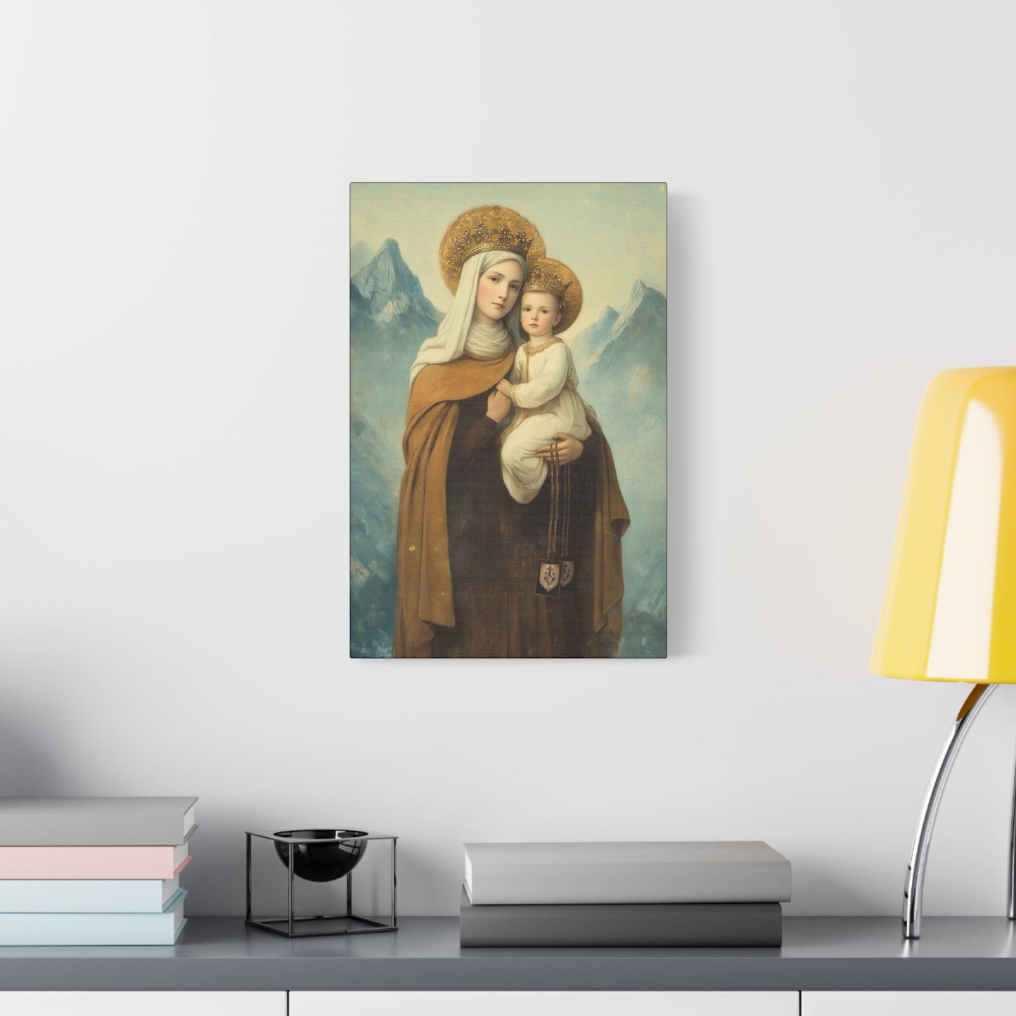 The Gift of the Scapular - Our Lady of Mount Carmel Wrapped Canvas Print - Multiple Sizes - Catholic Home art Matte Canvas, Stretched