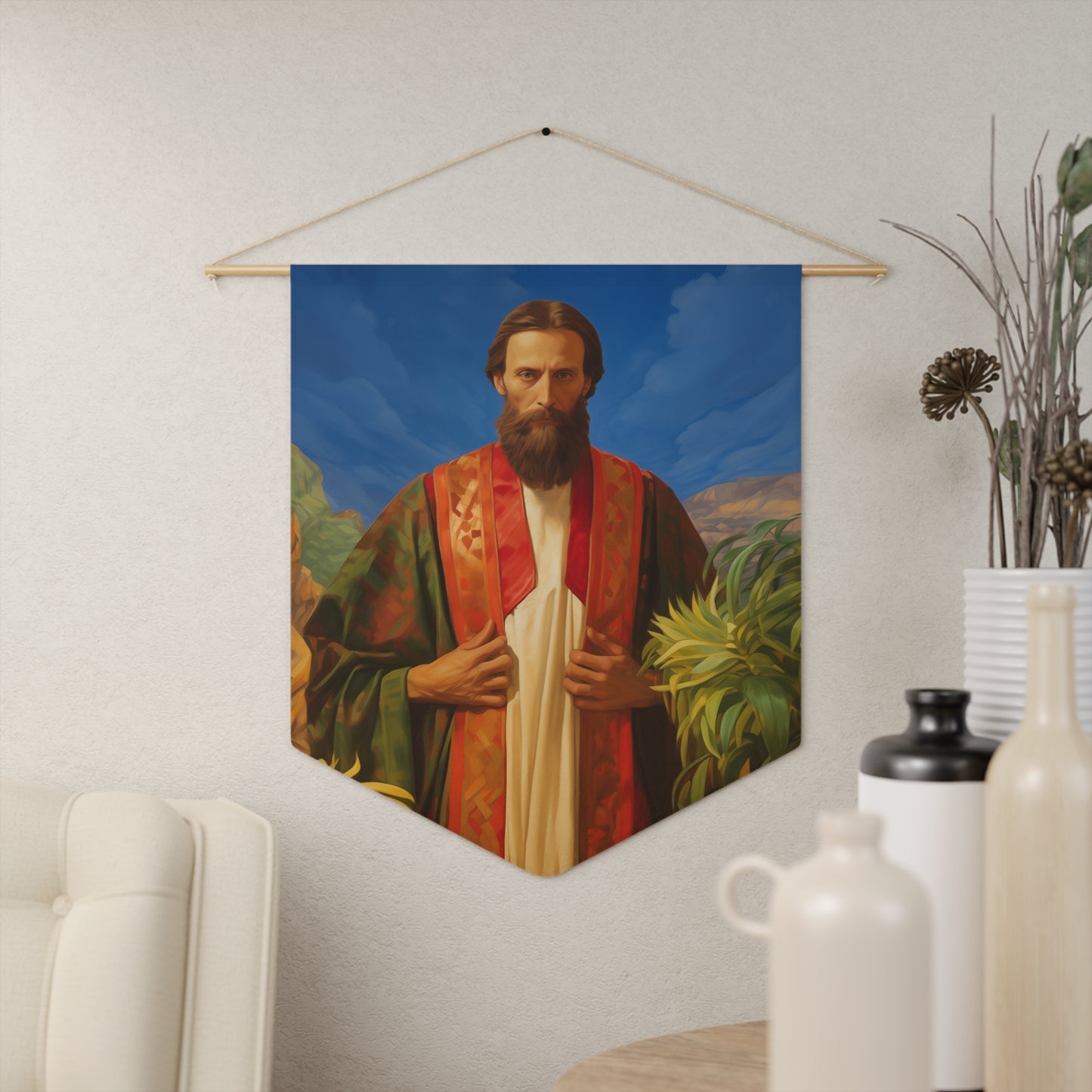 Saint John the Baptist Wall Banner / Wall Hanging - Prayer room art - Catholic Home Art - Large Saint Art - 18" x 21"
