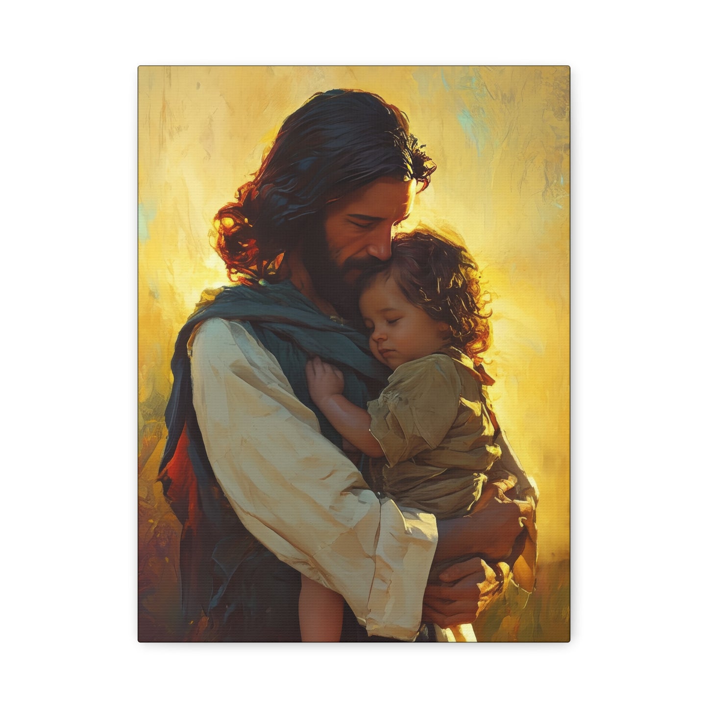 Divine Protector of the Innocent - Christ and Child - Museum Wrapped Canvas - Print - Religious Art for your Home - Christian art print