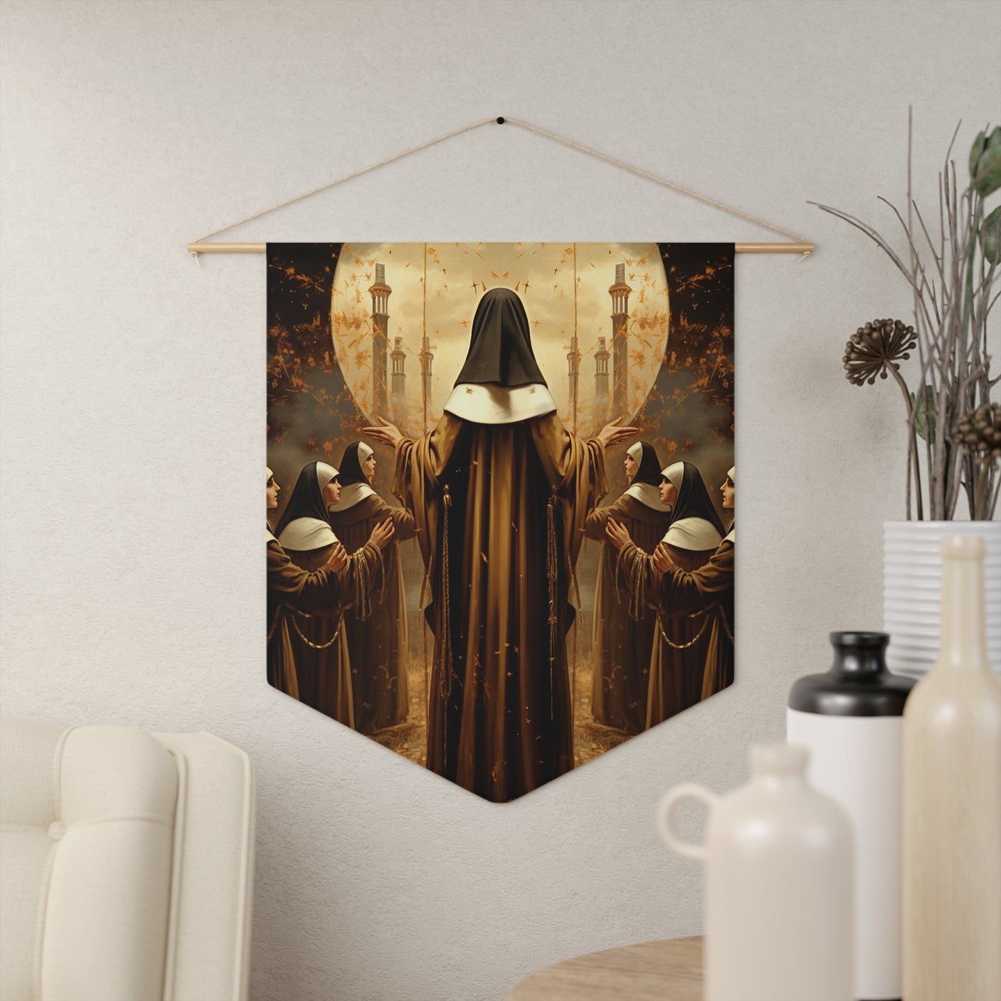 The Blessed Carmelite Martyrs of Compiègne Wall Banner / Wall Hanging - Prayer room - Catholic Home Art - 18" x 21"