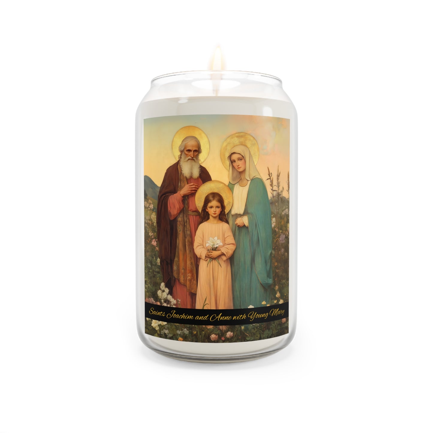 Saints Joachim and Anne with Young Mary - Scented Prayer Candle, 13.75oz - Tall Size - Religious Prayer Candle