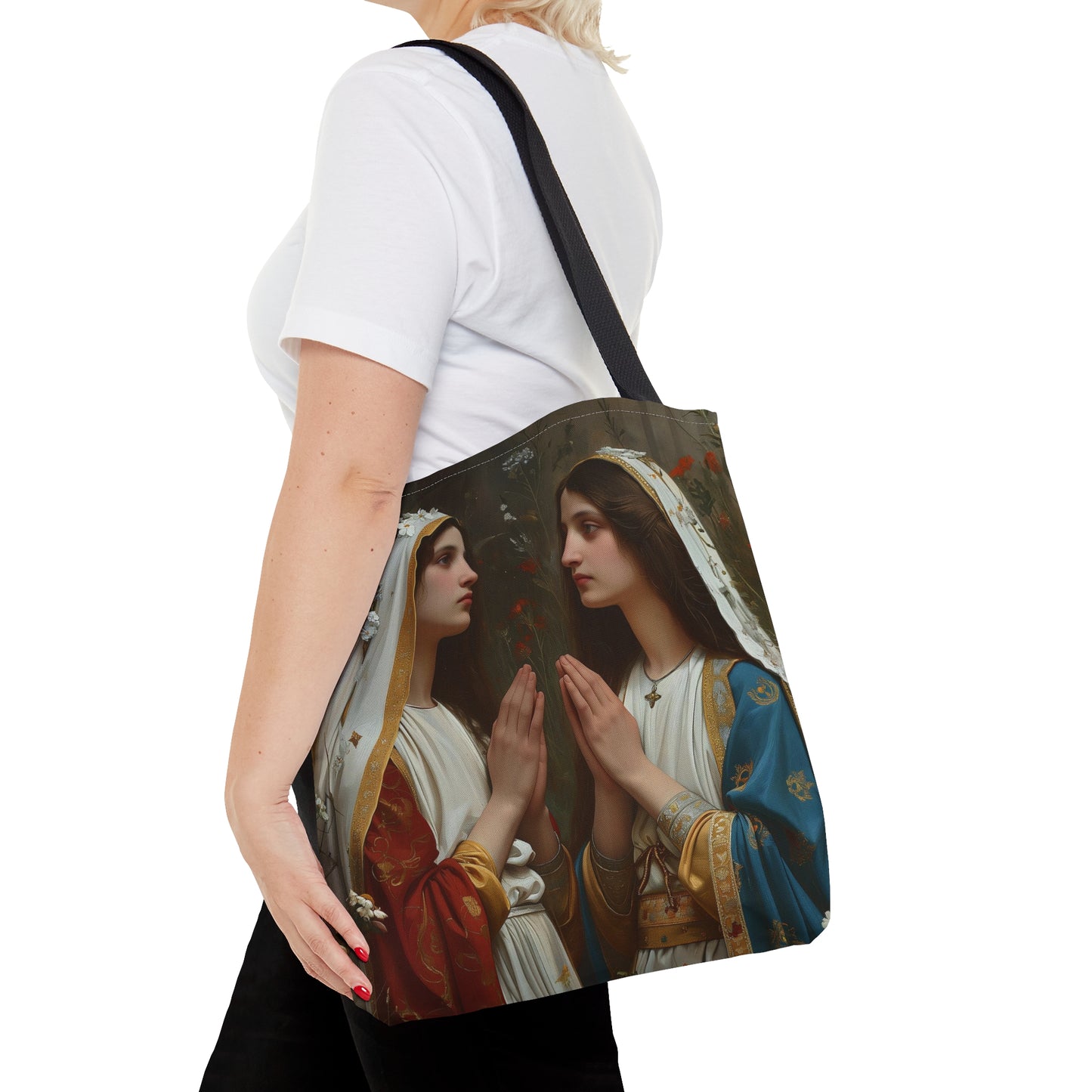 Saints Emiliana and Trasilla Tote Bag - Large Medium Small Faith Art Bag - Re usable Tote Purse - Double Sided - Catholic Art Bag