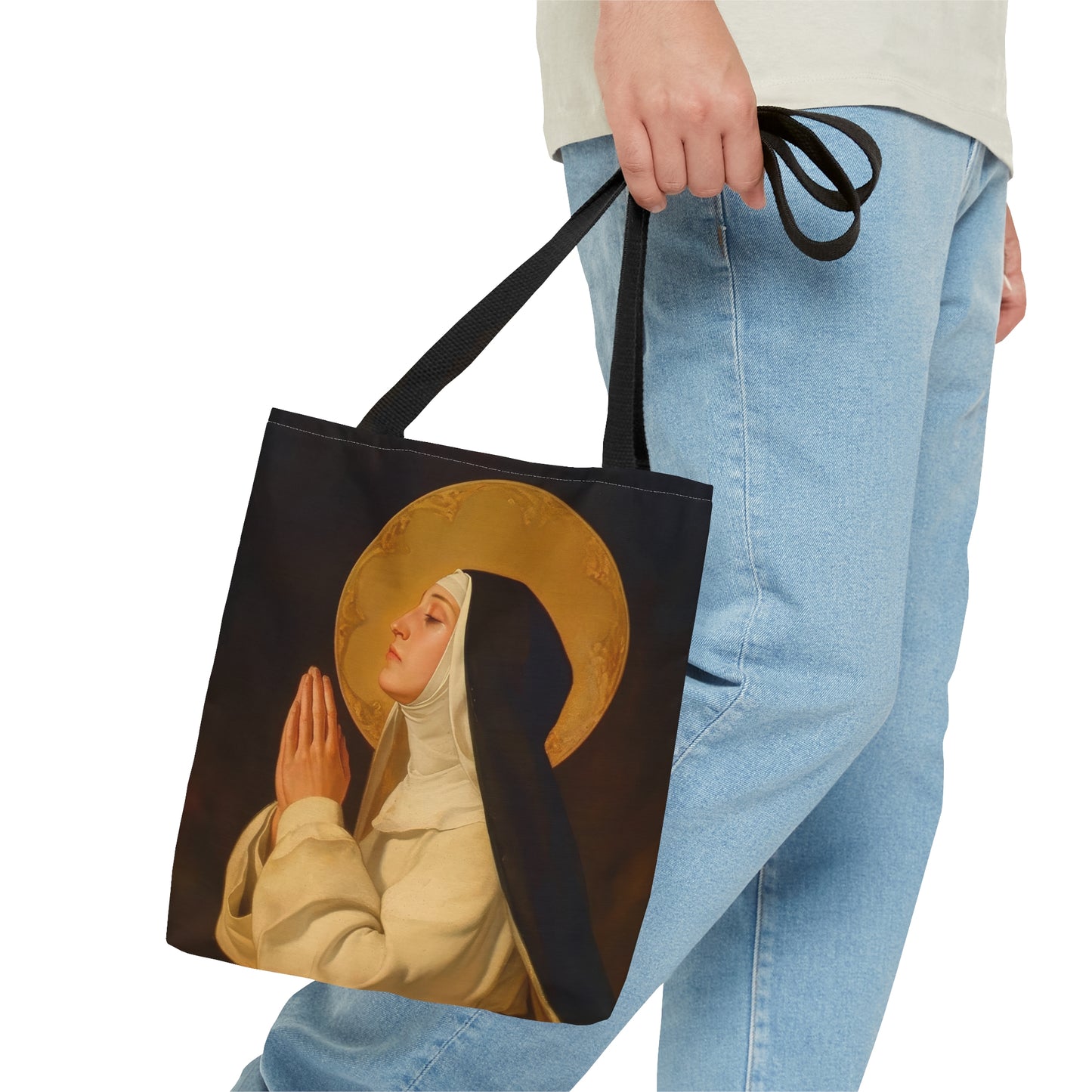 Saint Lutgardis Tote Bag - Large Medium Small Faith Art Bag - Catholic Faith Purse - Religious Carry All Reusable Tote Bag