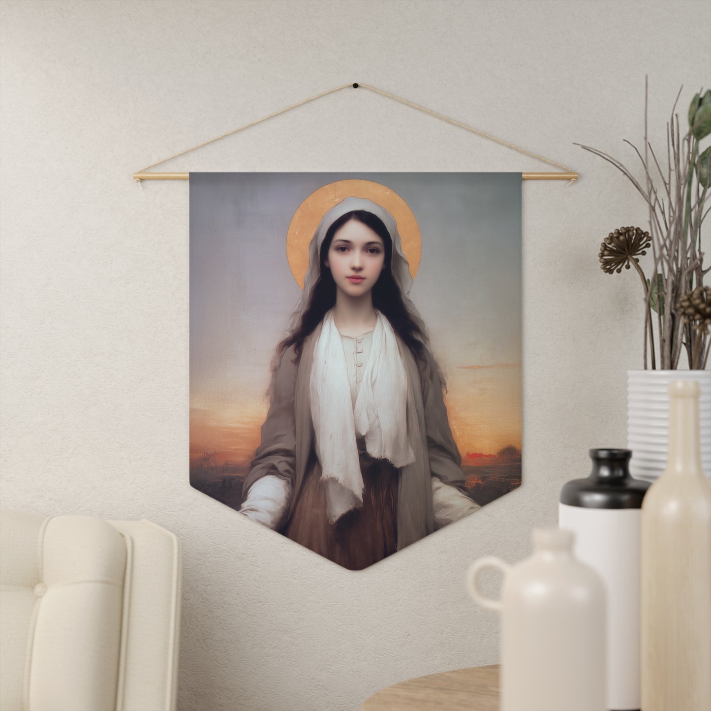 Saint Germaine Cousin - Wall Banner / Wall Hanging - Christian Art - Prayer room - 18" x 21"