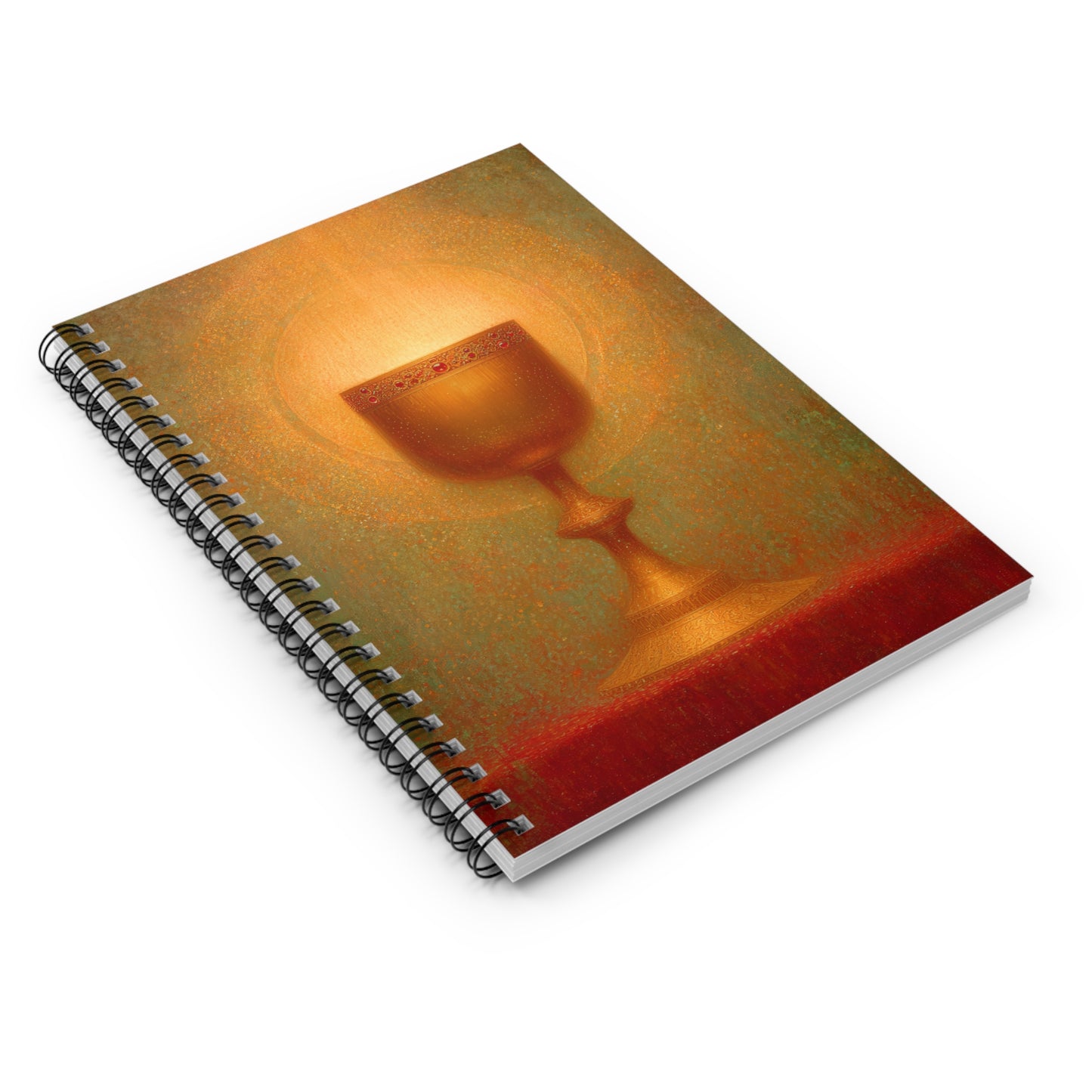 Chalice of the Lamb, Light of the World - The Holy Grail - Sanctified Souls Art - Religious Based Notebook - Spiral Notebook