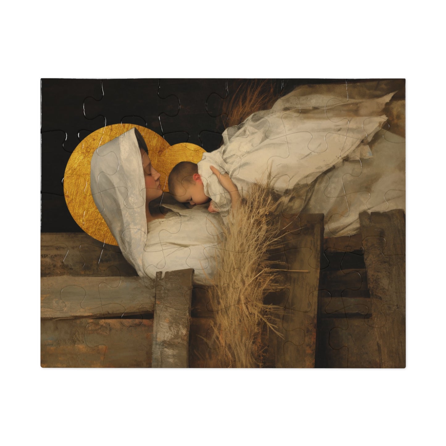 Our Lady of the Manger - Mother Mary and the Christ Child - Puzzle & Keepsake Tin - Religious Jigsaw Puzzle (30, 110, 252, 500,1000-Piece)