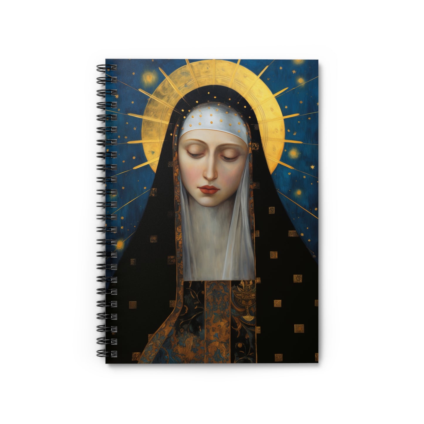 Saint Bridget of Sweden Journal - Sanctified Souls Art - Religious Based Notebook - Spiral Notebook - Ruled Line - Catholic Art Journal