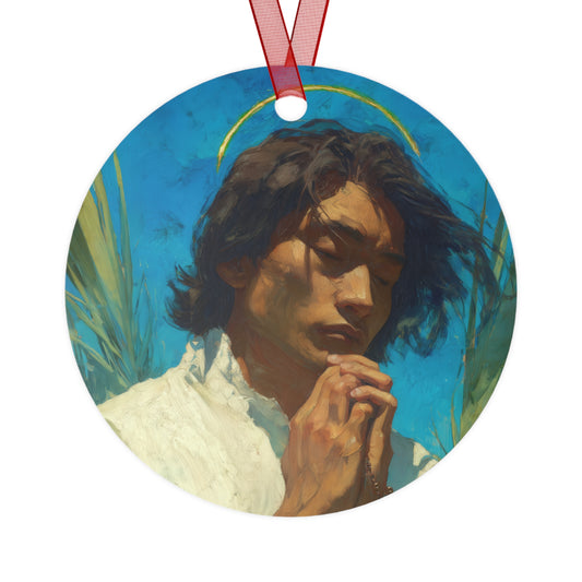 Saint Lorenzo Ruiz Metal Ornament - Religious Holiday Christmas Ornament and Keepsake - Prayer Ornament - Catholic Gift