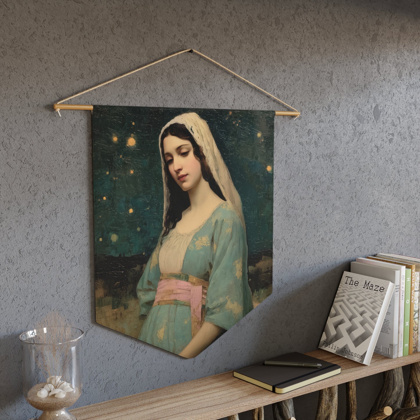 Our Lady of 'O' - Our Lady of Expectation - Mother Mary - Marian Art - Pennant / Banner / Wall Hanging - Catholic Art - Large - 18" x 21"